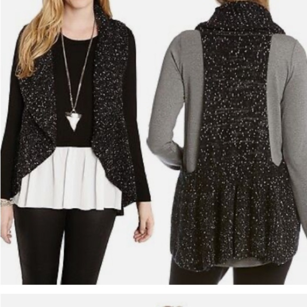 Karen Kane black and white sweater vest cowl neck Large